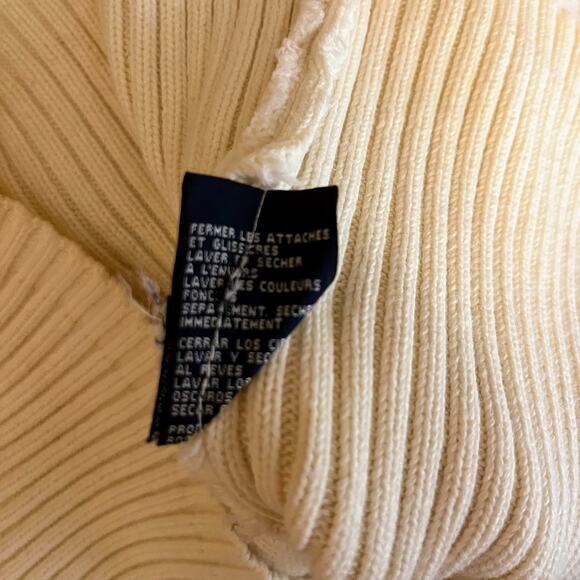 VTG Tommy Hilfiger Men’s L Quarter Zip Rib Knit Sweater White Flag Logo 90s Y2K - Picture 5 of 5